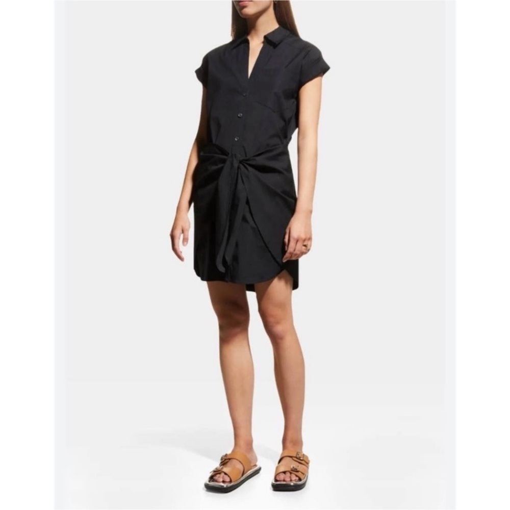Veronica Beard Black Tie-Front Mini Dress